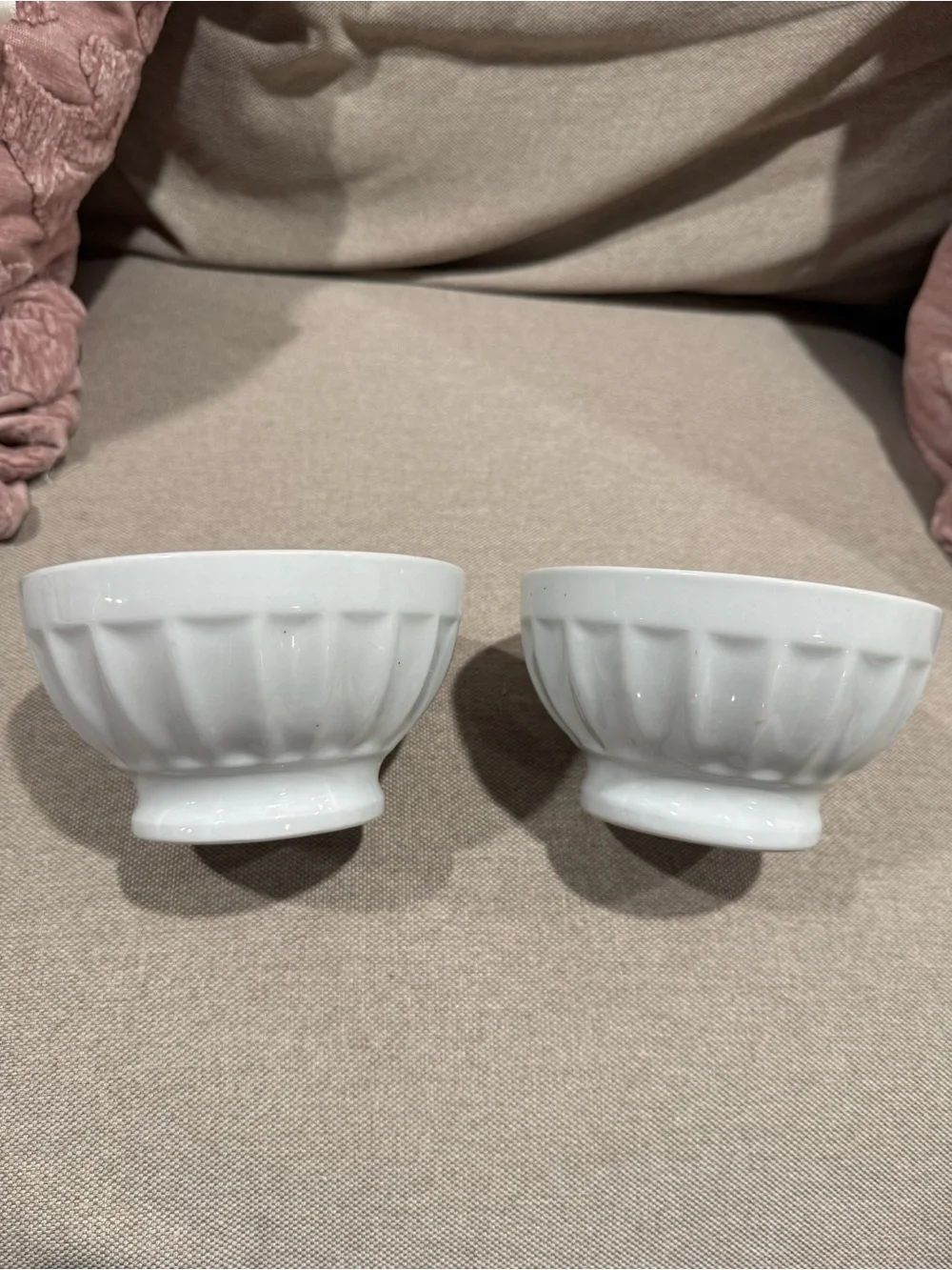 Pier 1 White Fluted Ceramic Dessert Bowls - Set of 2